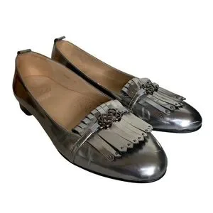 Ukies Loafers Leona Kiltie Argenté – Mocassins Femme Taille 9 US Occasion